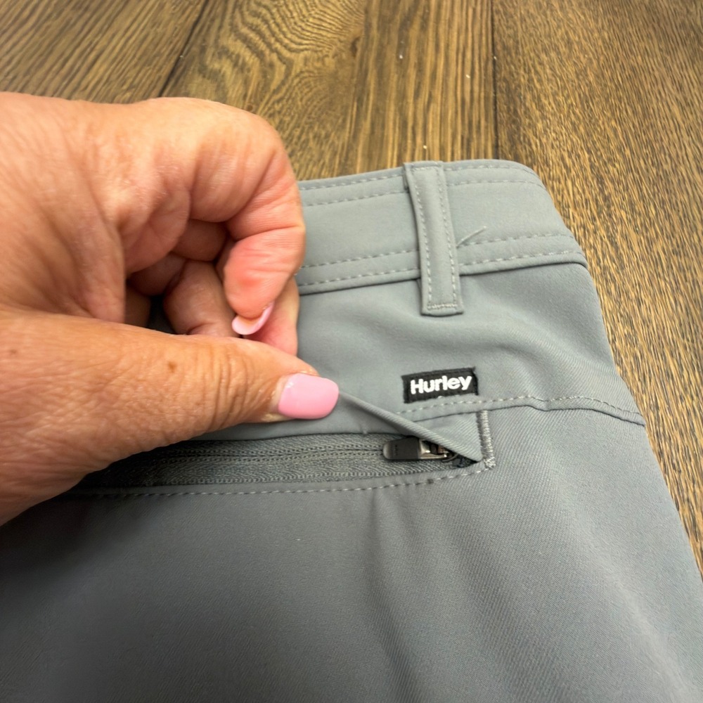 Hurley Mens Gray Performance Chino Pants 34x30 Straight Leg Golf Zip Pocket - Picture 6 of 9